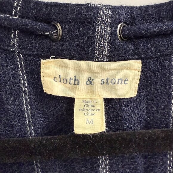 Anthropologie Cloth & Stone Versify Tunic Dress Medium Blue Striped Drawstring - Picture 3 of 3